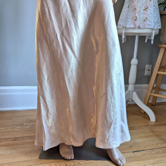 NWT Vintage 90s Let's Fashion Prom Gown Greek Goddess Cowl Gold Chiffon Size L - Picture 13 of 15